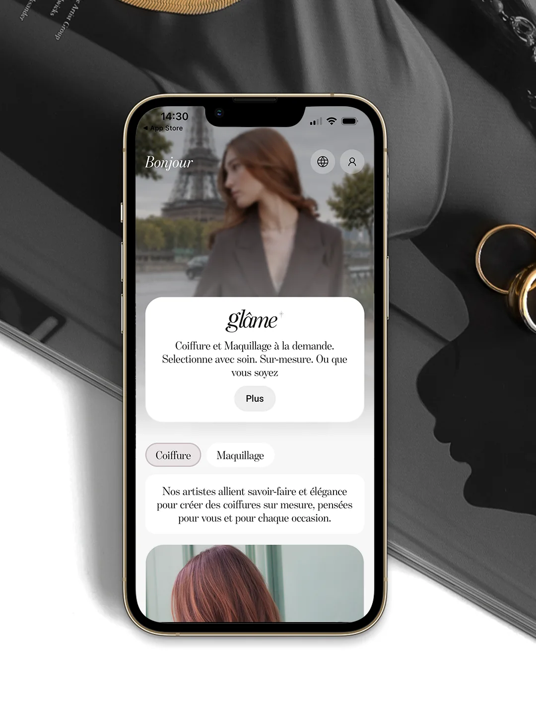 Glâme, l'application de coiffure et maquillage sur téléphone, RAAD Studio de Création
